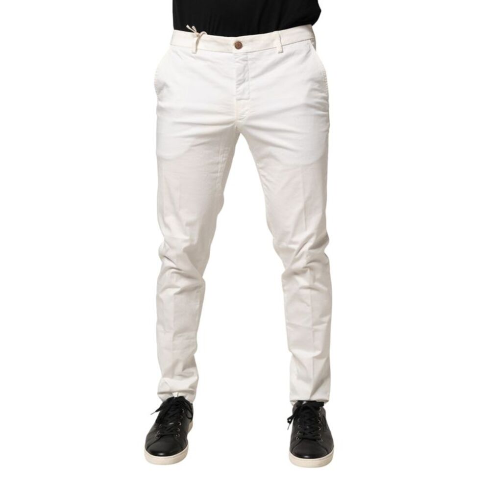 Domenico Tagliente White Tapered Dress Formal Trouser Men's Pants